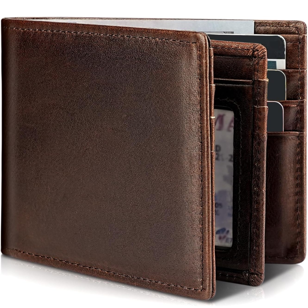 Heren Bifold Echt Leer RFID Blokkerende Portemonnee - StitchCraft