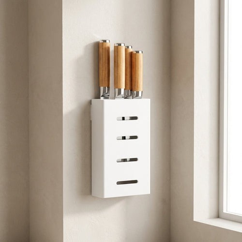 Soporte de cuchillos montado en la pared para la organización de la cocina - Almacenamiento de cuchillos adhesivo sin perforación