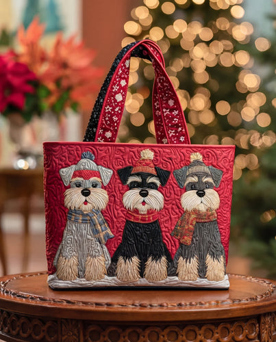 Bolso Tote Artesanal | Diseño Schnauzer sobre Fondo Oscuro