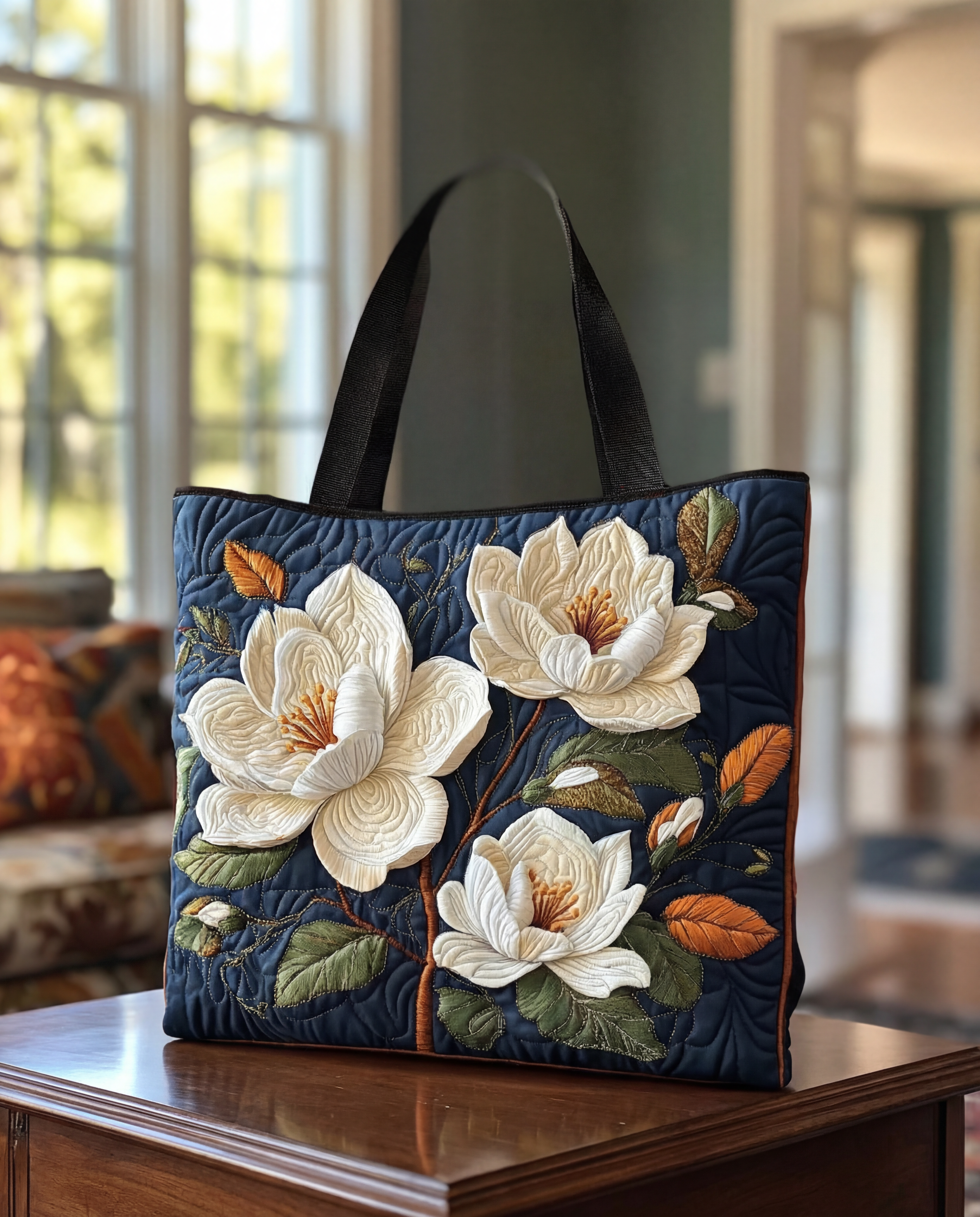 Bolso Tote Artesanal | Motivo Magnolia Delicada