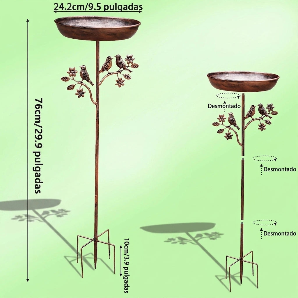 Bebedero decorativo para pájaros de jardín — dimensiones desmontado