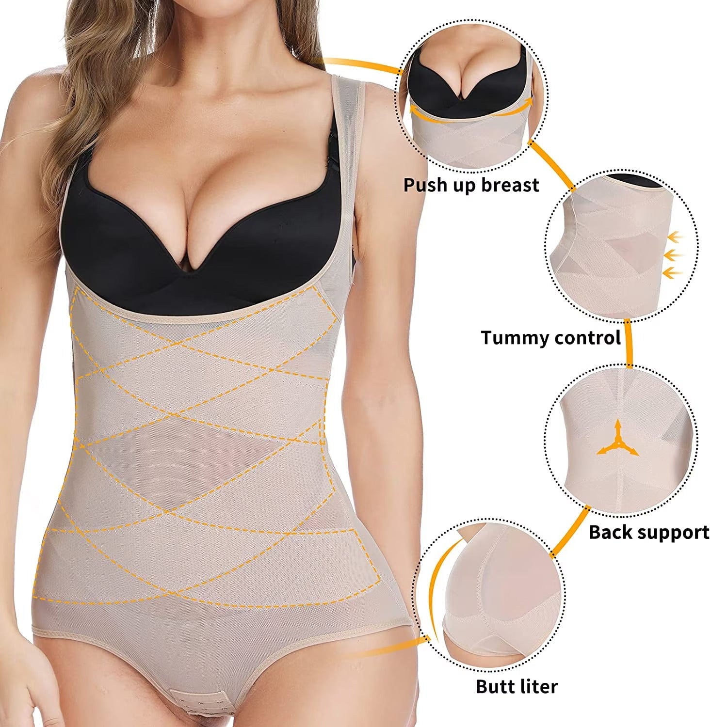 Body Shapewear Moldeador sin Costuras para Mujer Efecto Vientre Plano