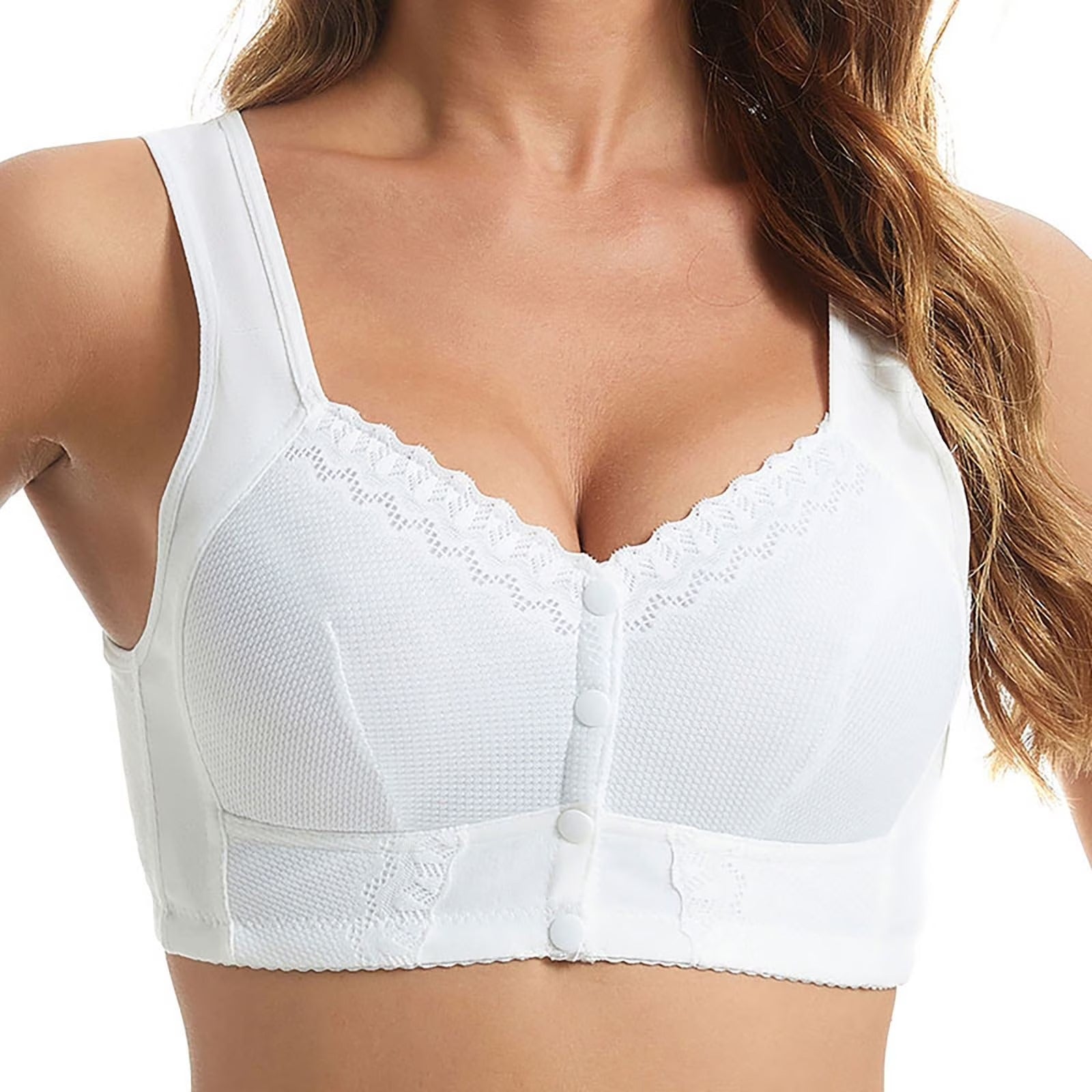 Soutien-gorge sans armatures avec fermeture frontale pour femme en coton doux