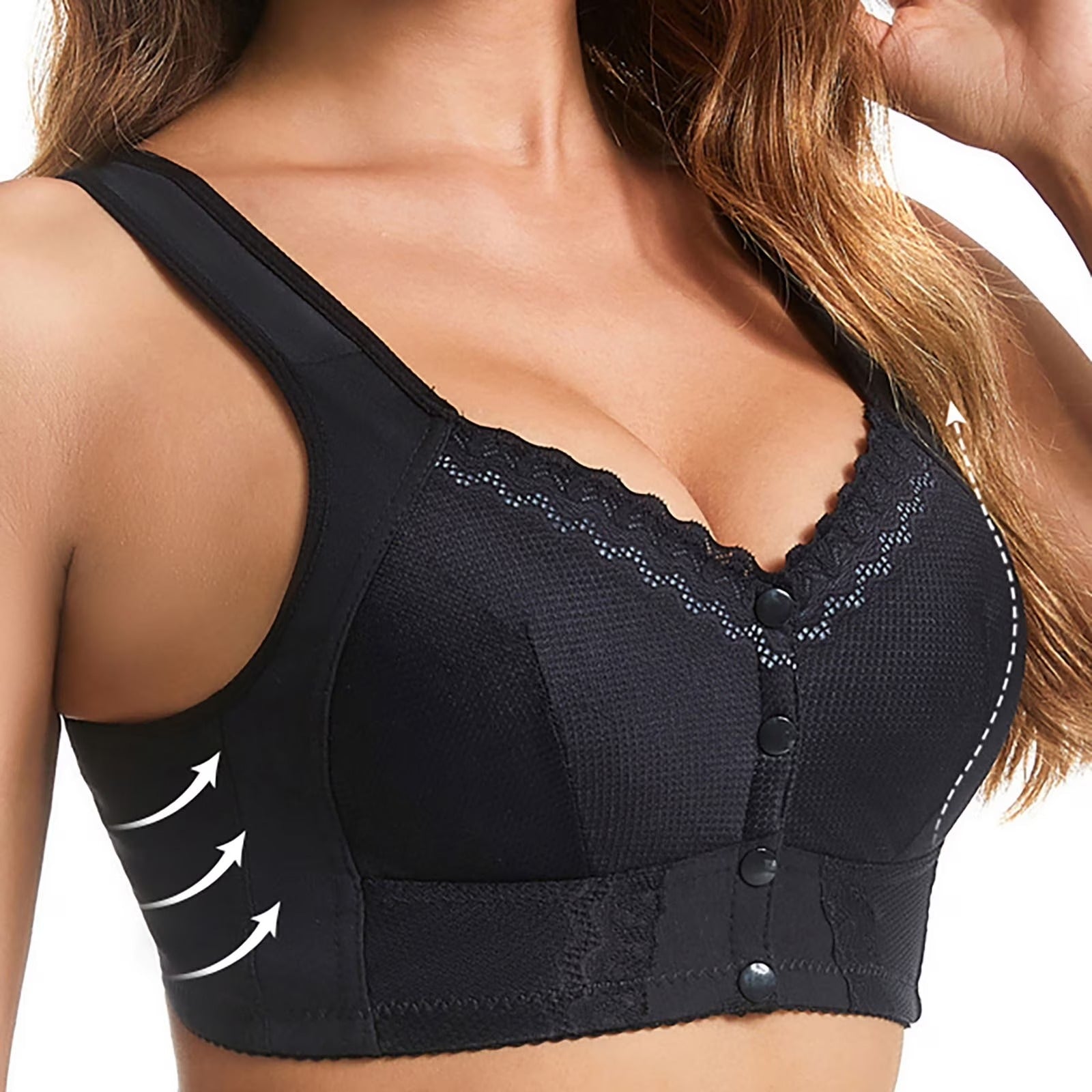 Soutien-gorge sans armatures avec fermeture frontale pour femme en coton doux
