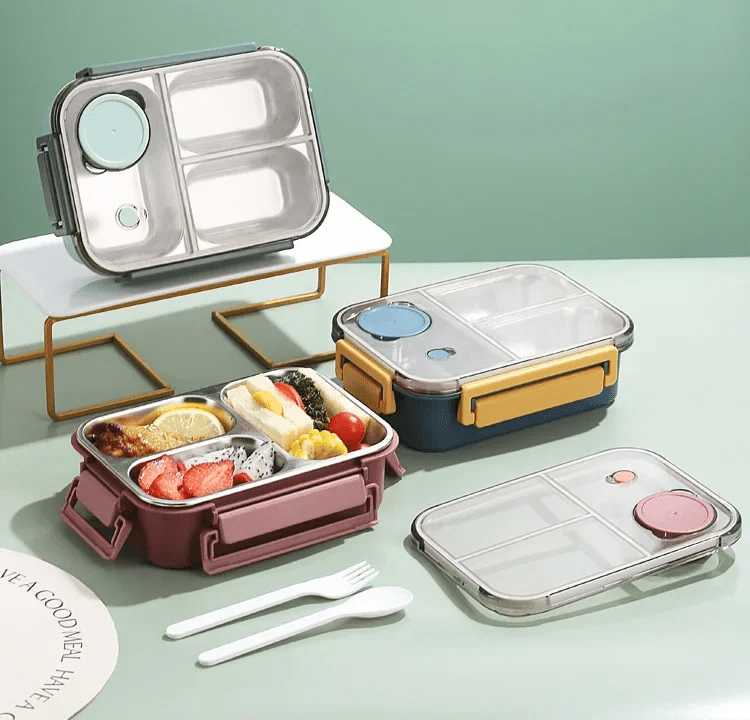 Compacte lunchbox met vakken en transparant deksel