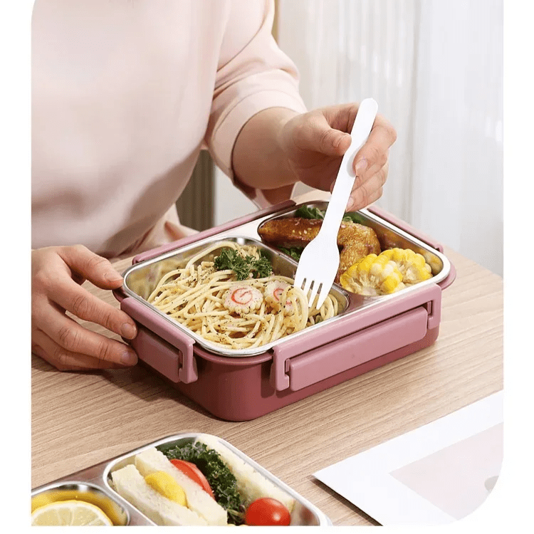 Compacte lunchbox met vakken en transparant deksel