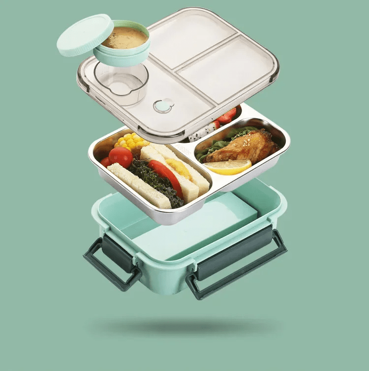 Compacte lunchbox met vakken en transparant deksel