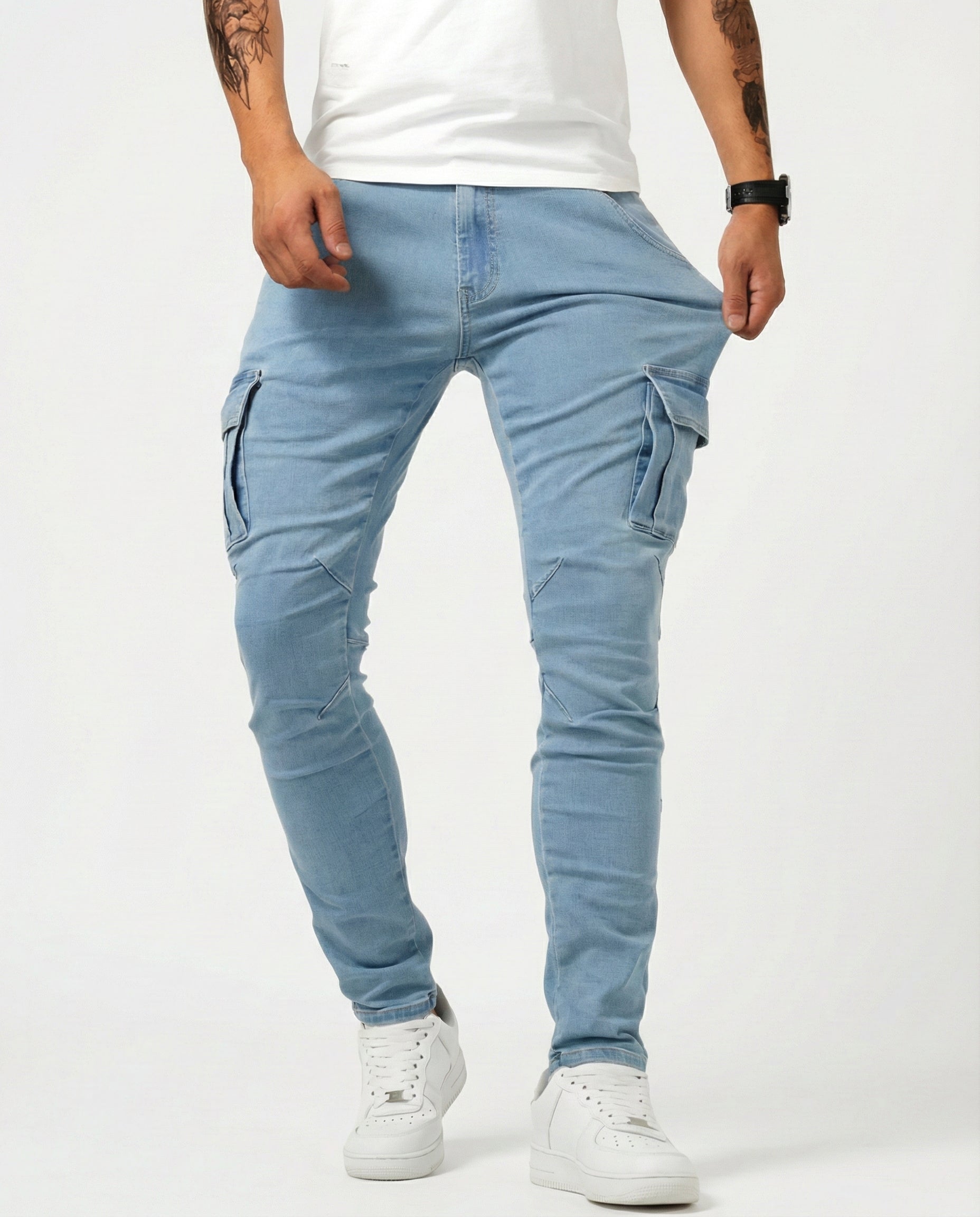 Pantalón Cargo Marino Elástico - Azul