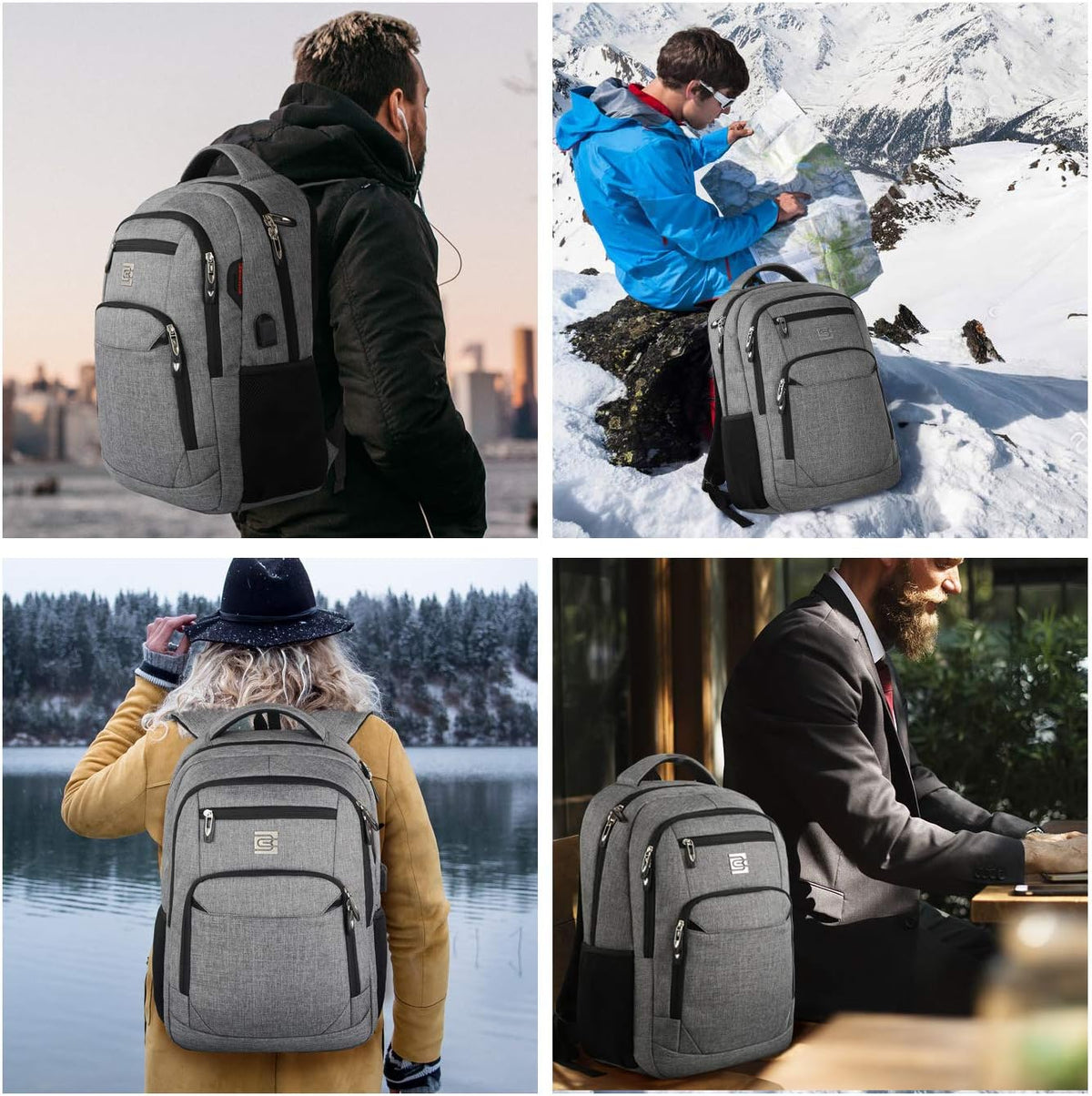 Mochila Delgada Antirrobo para Portátil con Puerto de Carga USB