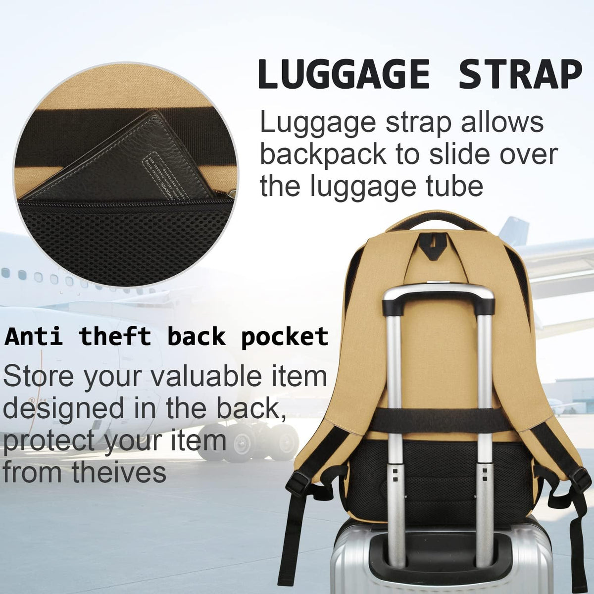 Mochila Delgada Antirrobo para Portátil con Puerto de Carga USB