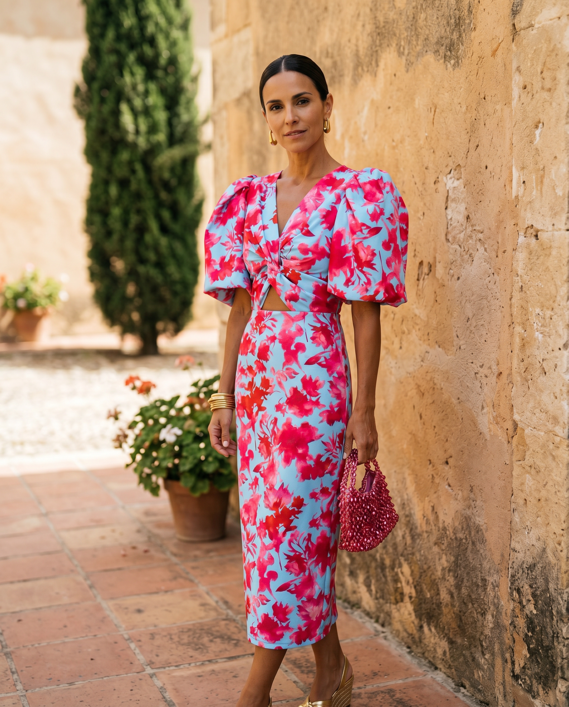 Noa | Vestido Midi con Mangas Abullonadas