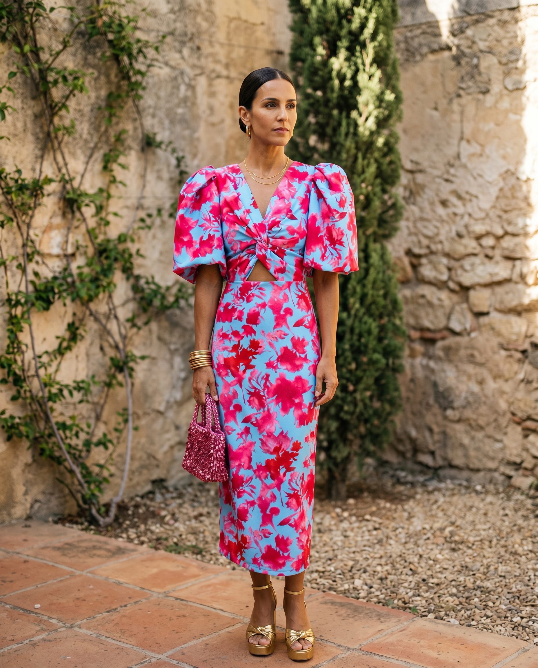 Noa | Vestido Midi con Mangas Abullonadas