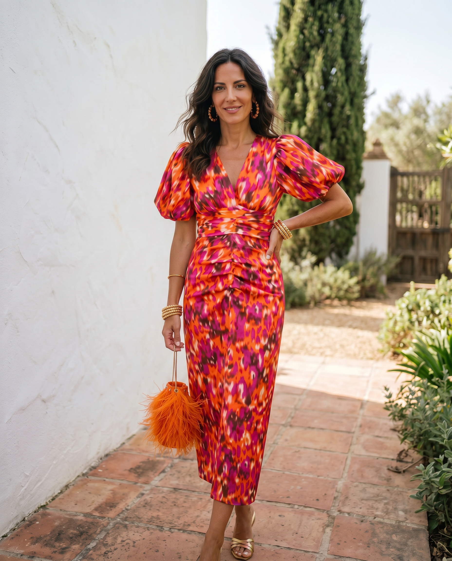 Noa | Vestido Midi con Mangas Abullonadas
