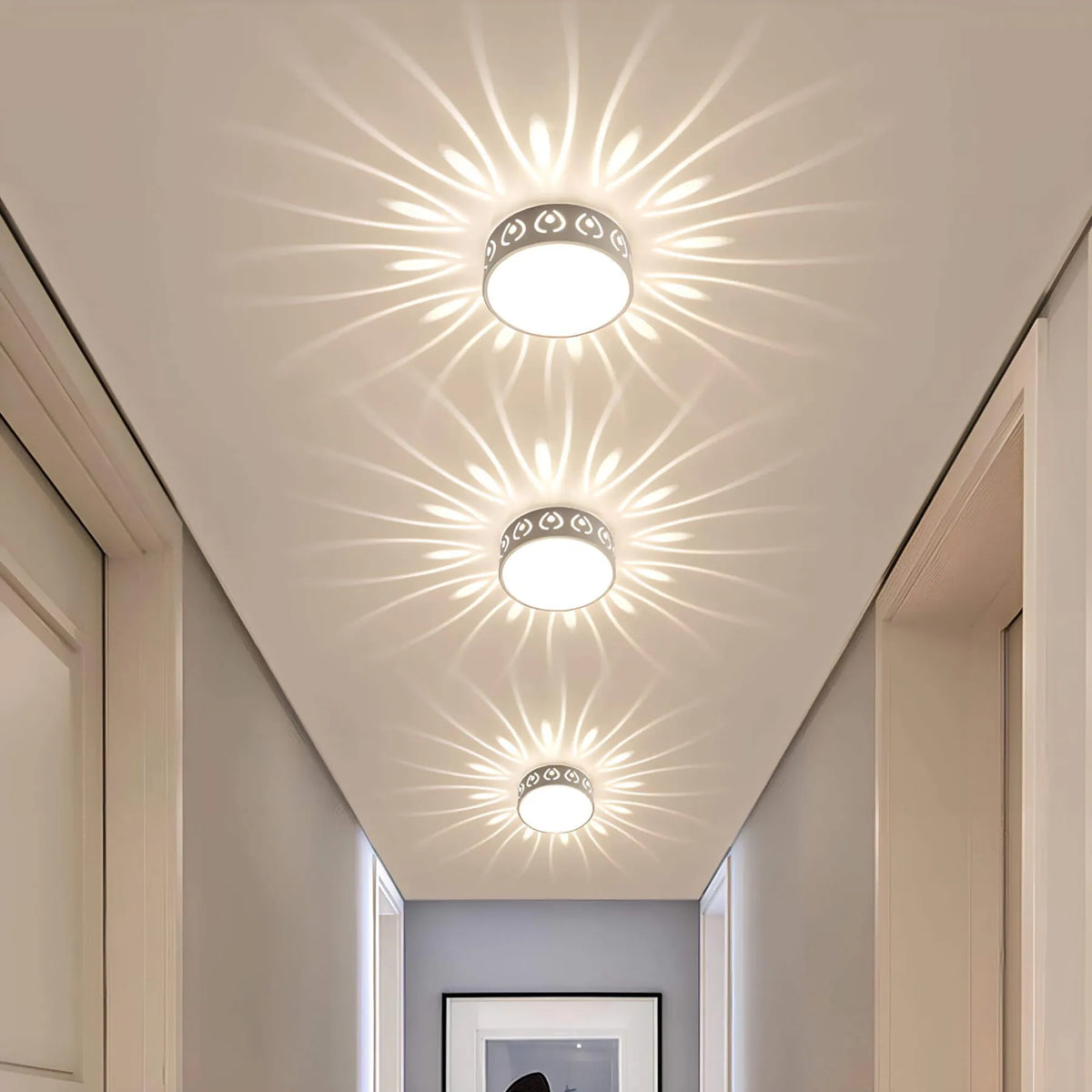 Plafón LED de Techo de 15 cm con Efecto de Luz Radial, 3 W, para Pasillos