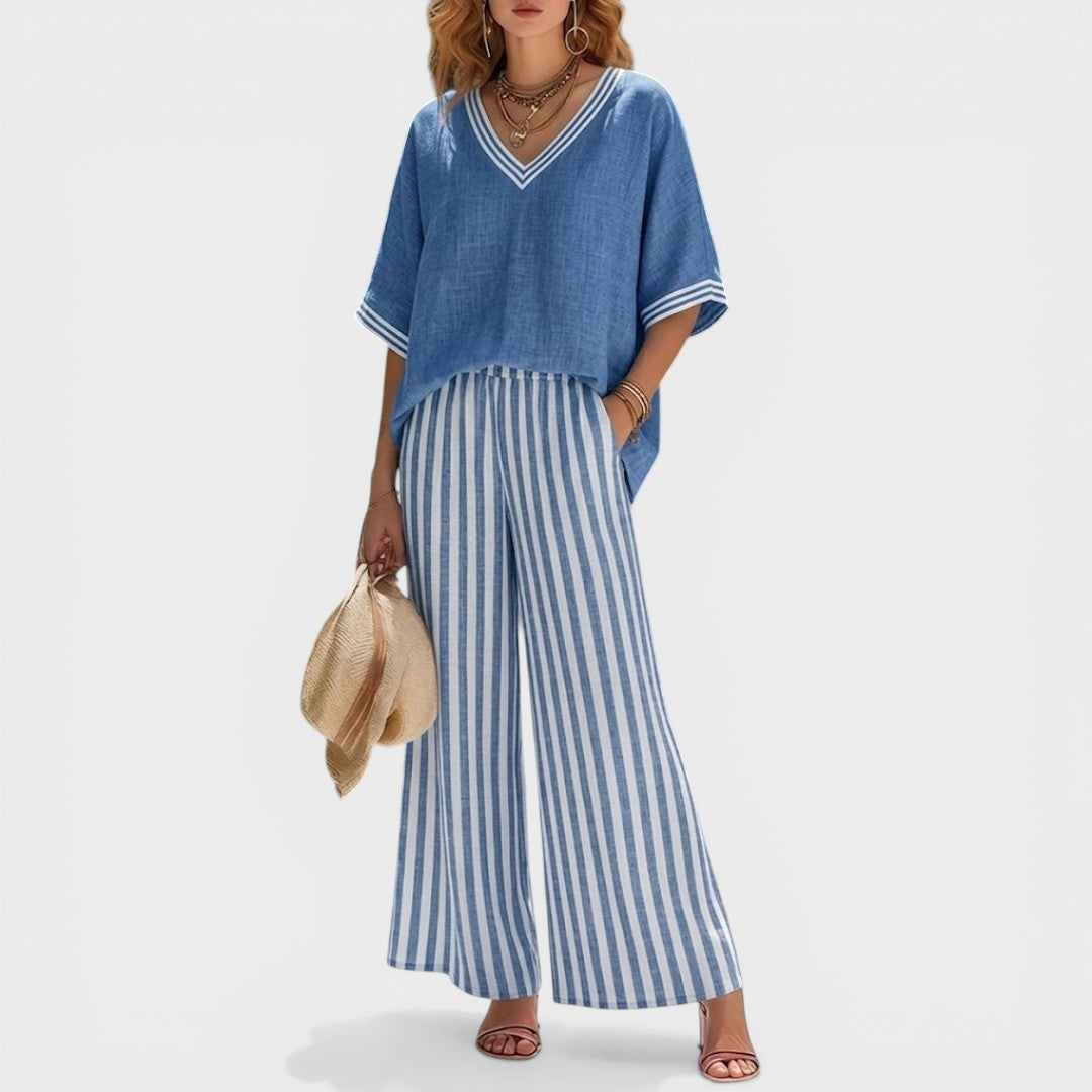 Conjunto de Lino a Rayas para Mujer