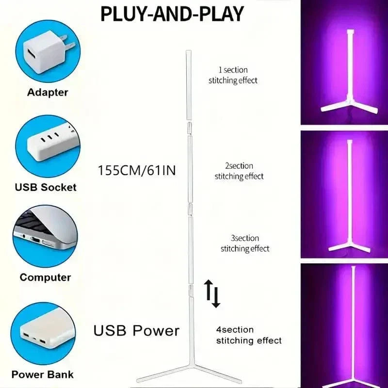 Dimbare RGB-hoeklamp met afstandsbediening en USB-voeding