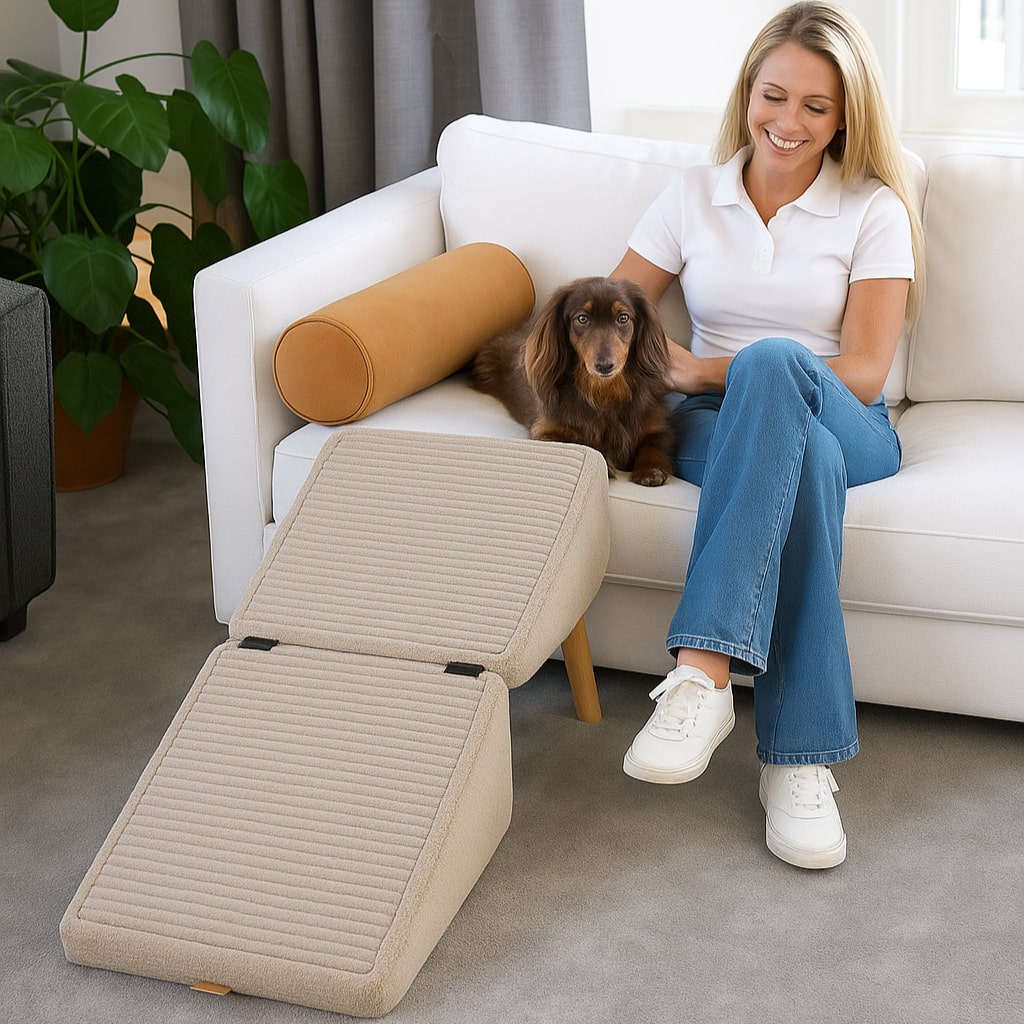Escalera Plegable para Perros 2 en 1 con Función de Reposapiés