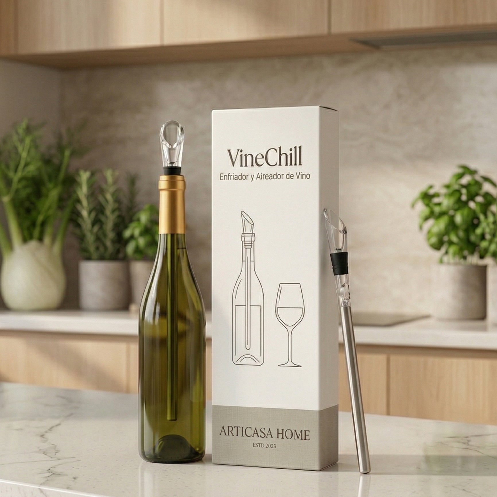 VineChill | Enfriador y Aereador de Vino – Temperatura Perfecta Siempre 1+1 GRATIS