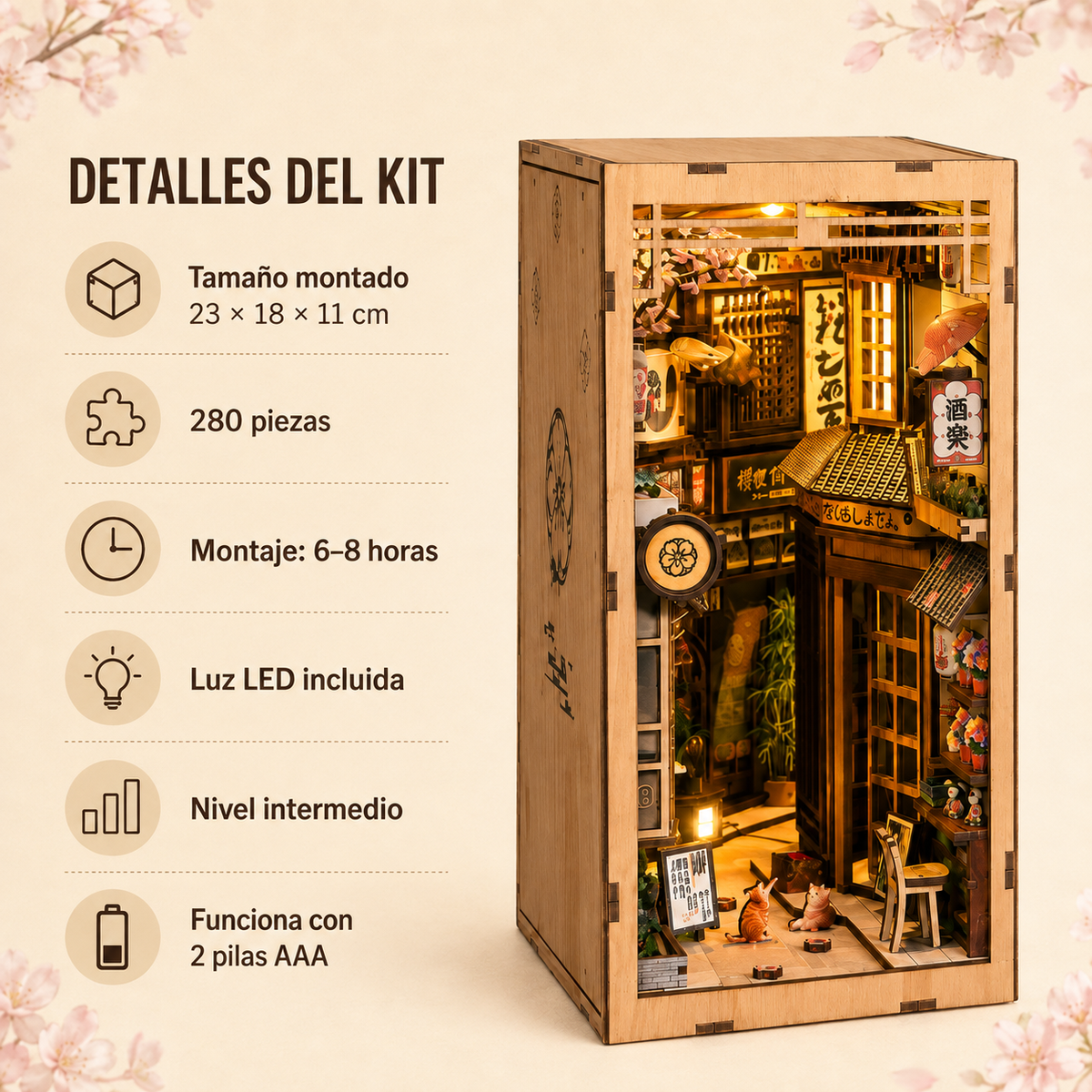 Medidas y características del book nook japonés DIY