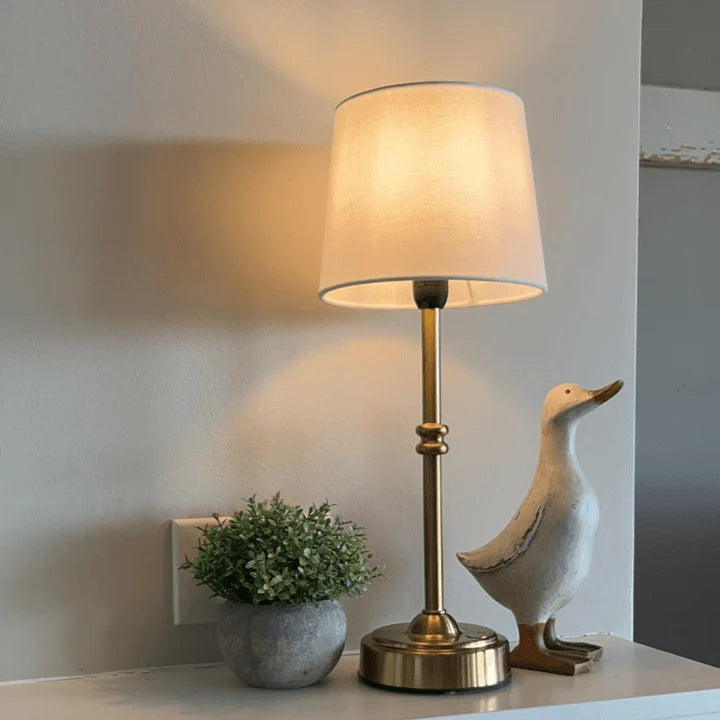 Lámpara de Mesa LED con Pantalla de Tela Inalámbrica