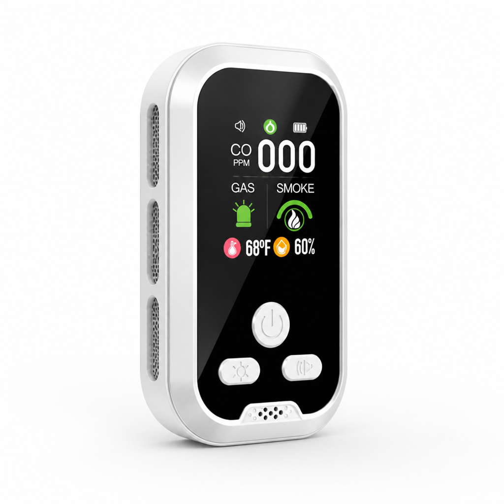 Oplaadbare CO-, gas- en rookmelder met display