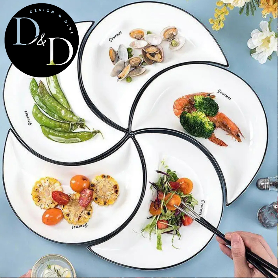 Lunar Luxe: set de platos de cerámica en forma de luna de 5 piezas