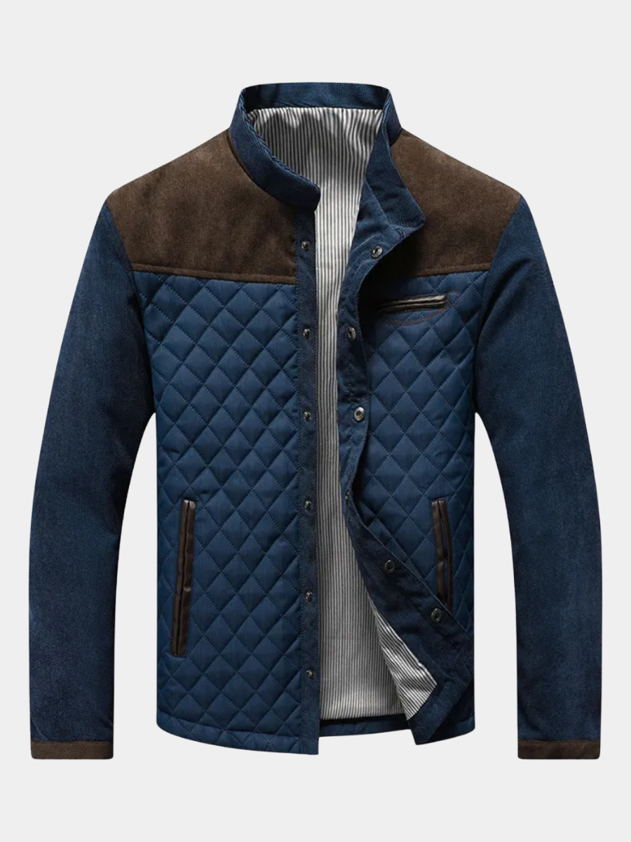Chaqueta acolchada para hombre de algodón y poliéster con cuello alto