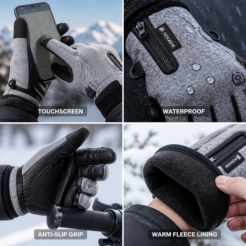 Aanraakgevoelige thermohandschoenen met grip op de handpalm voor de winter