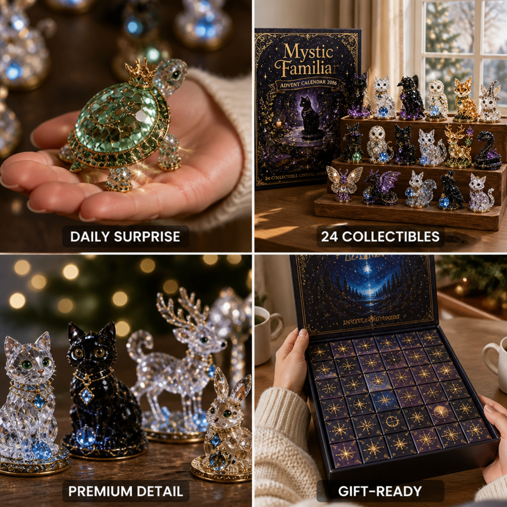 Adventskalender met 24 decoratieve miniaturen in glasstijl