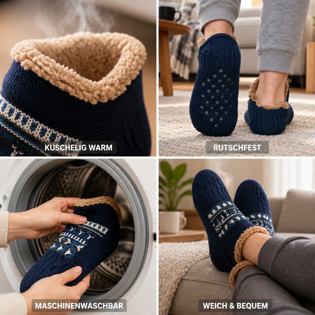 Chaussettes d’intérieur avec doublure sherpa et semelle antidérapante
