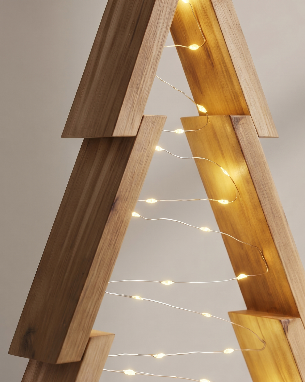 Juego de 2 árboles de Navidad de madera con luces LED