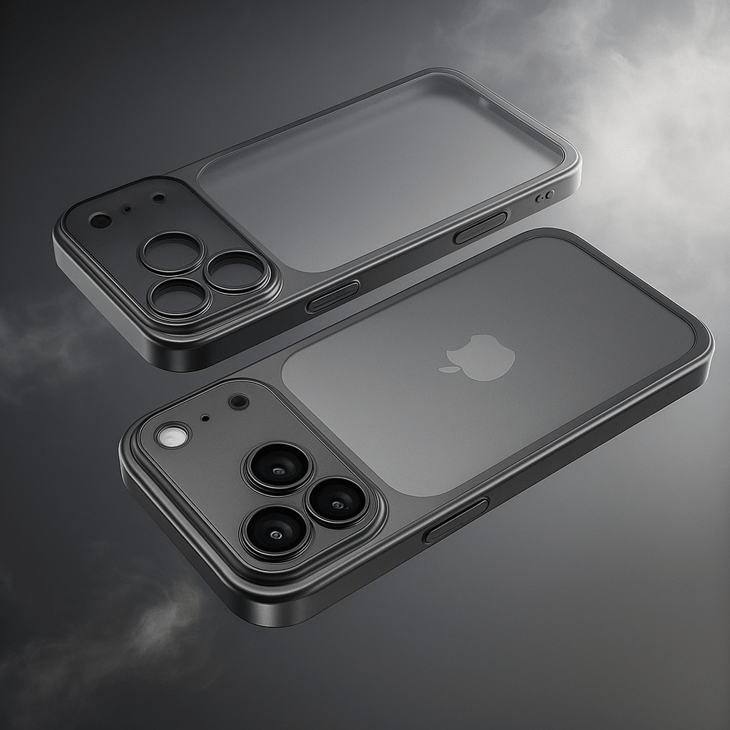 Transparant schokbestendig hoesje voor iPhone 17 met gemetalliseerde rand