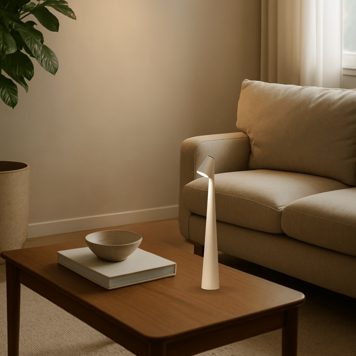 Lámpara de mesa de metal – Recargable y elegante para interiores y exteriores