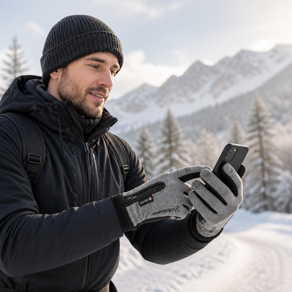 Aanraakgevoelige thermohandschoenen met grip op de handpalm voor de winter