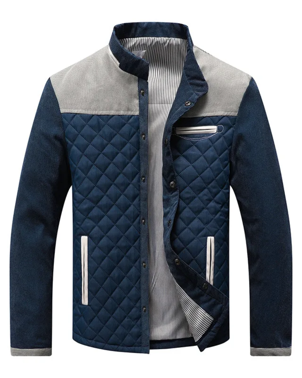 Chaqueta acolchada para hombre de algodón y poliéster con cuello alto