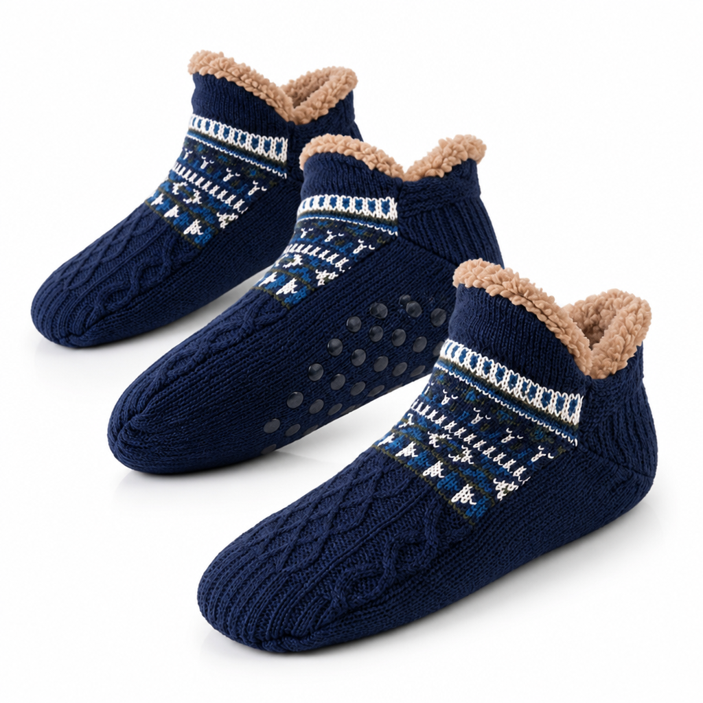 Chaussettes d’intérieur avec doublure sherpa et semelle antidérapante