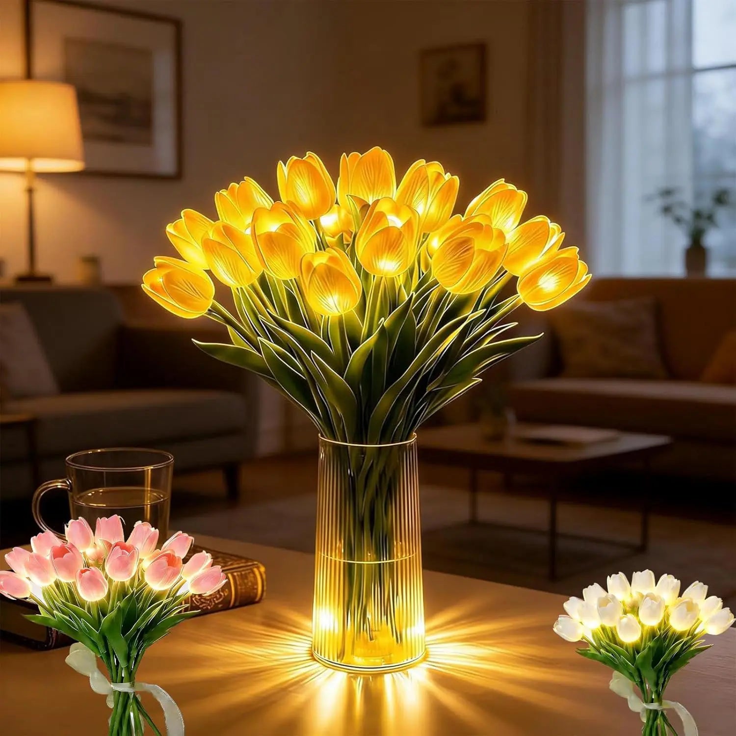 FloraTulipán Luz LED — Decoración floral con luz cálida