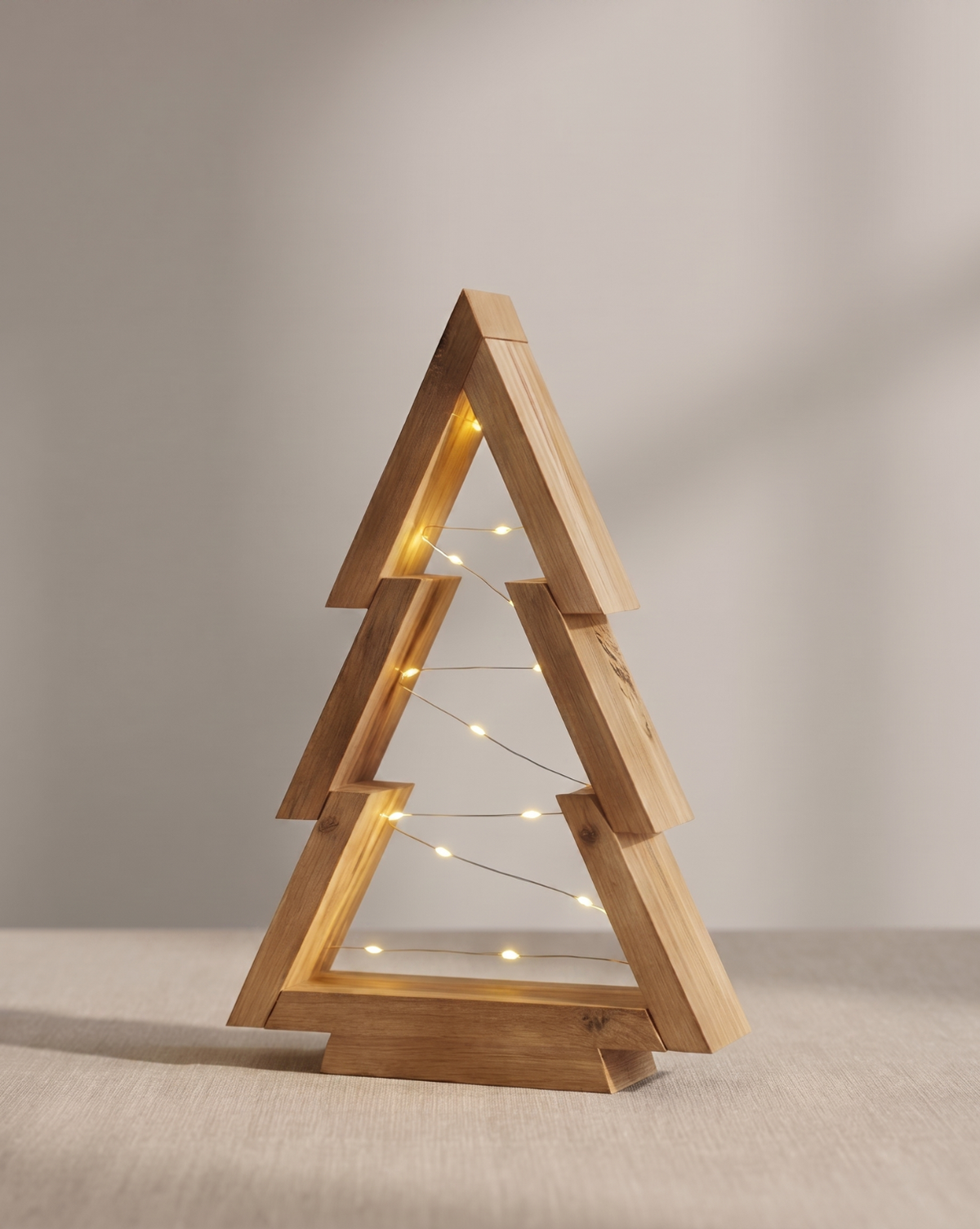 Juego de 2 árboles de Navidad de madera con luces LED