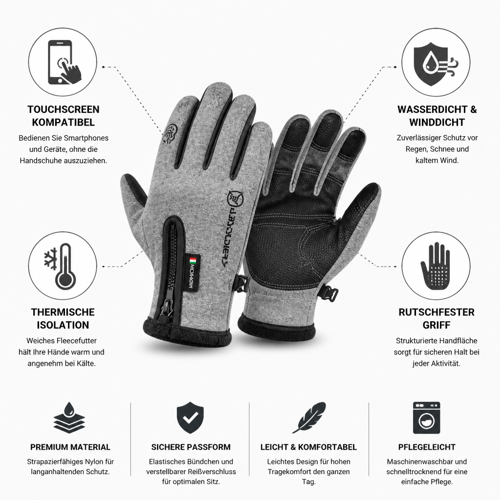 Aanraakgevoelige thermohandschoenen met grip op de handpalm voor de winter
