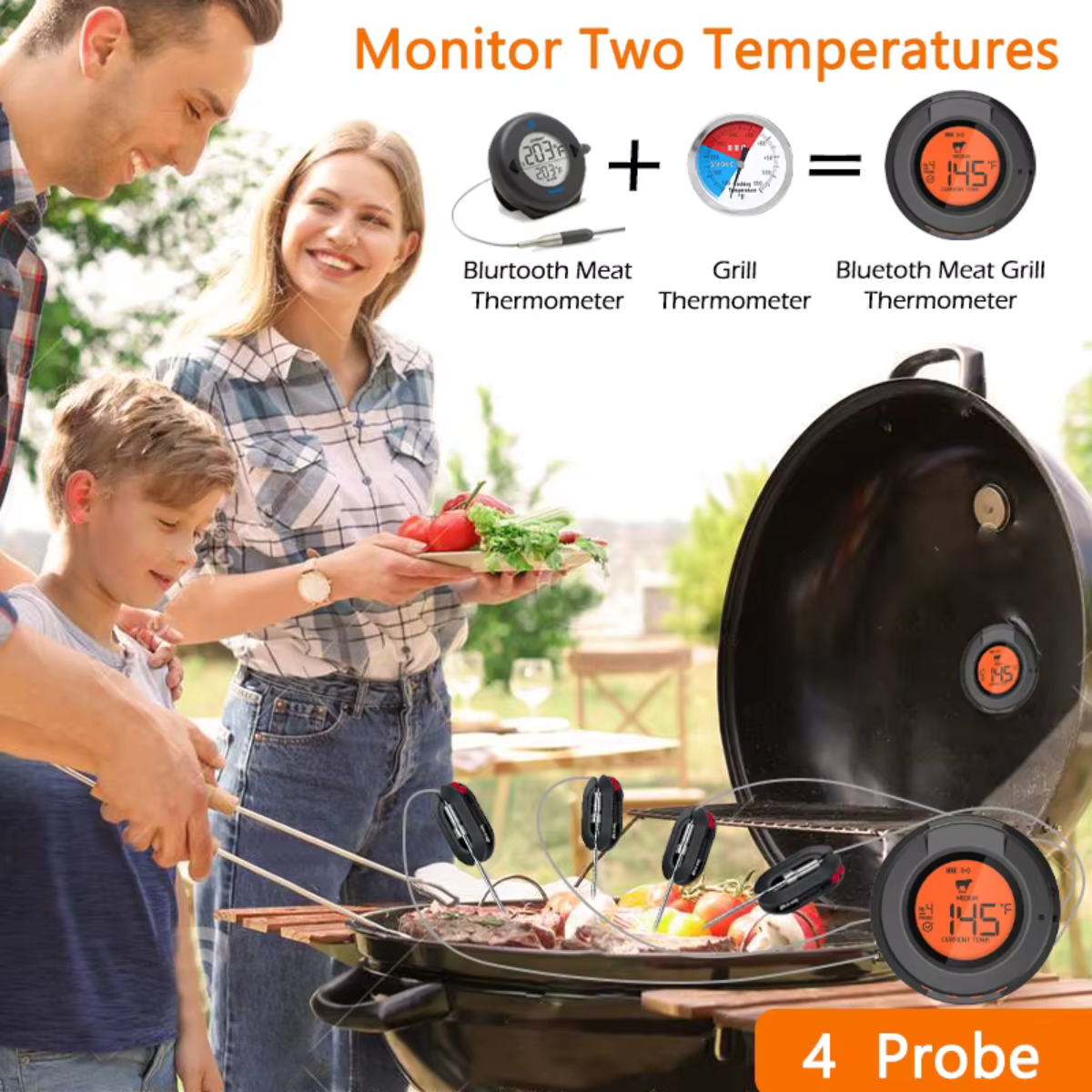 Termómetro de temperatura Ai BBQ + App móvil gratuita