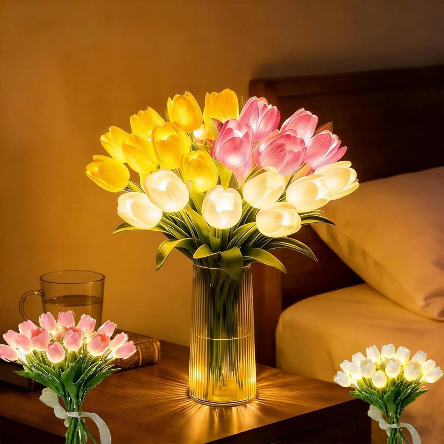 FloraTulipán Luz LED — Decoración floral con luz cálida