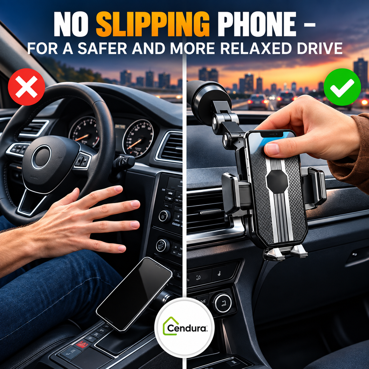 Telefoonhouder voor in de auto met zuignap en 360° verstelbare arm