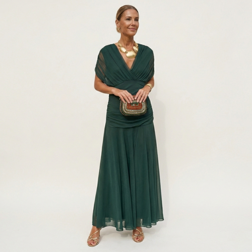 Vestido Largo para Mujer | Escote en V y Diseño Sofisticado
