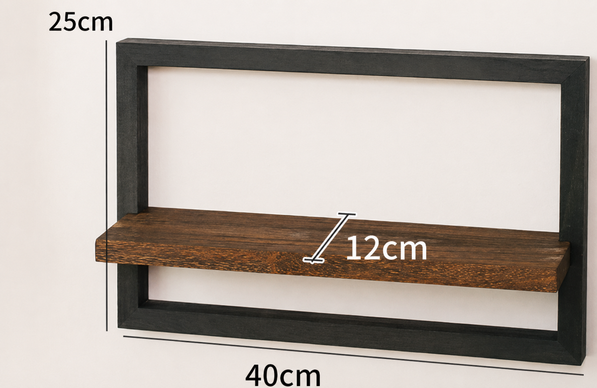 Estante de Pared de Madera de Acacia con Estructura Metálica Industrial