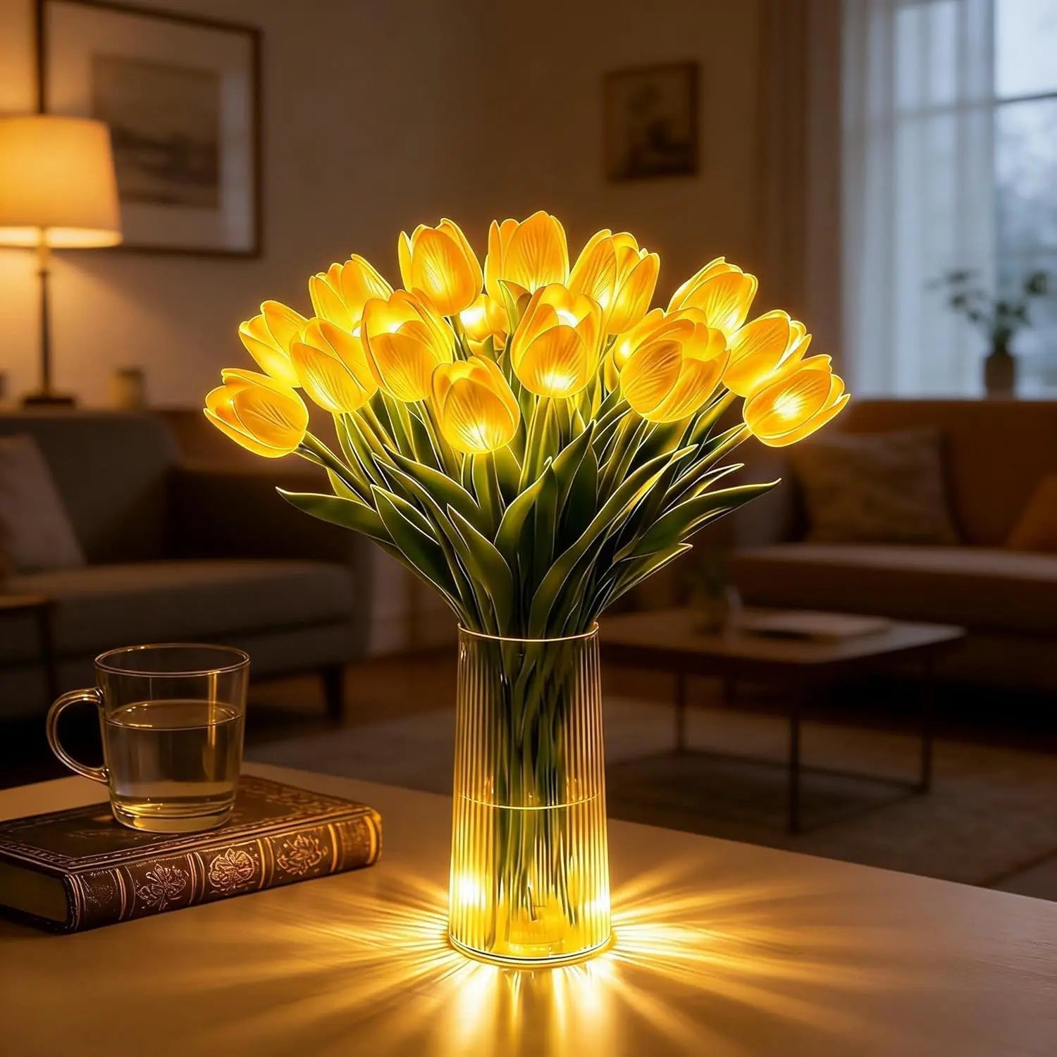 FloraTulipán Luz LED — Decoración floral con luz cálida