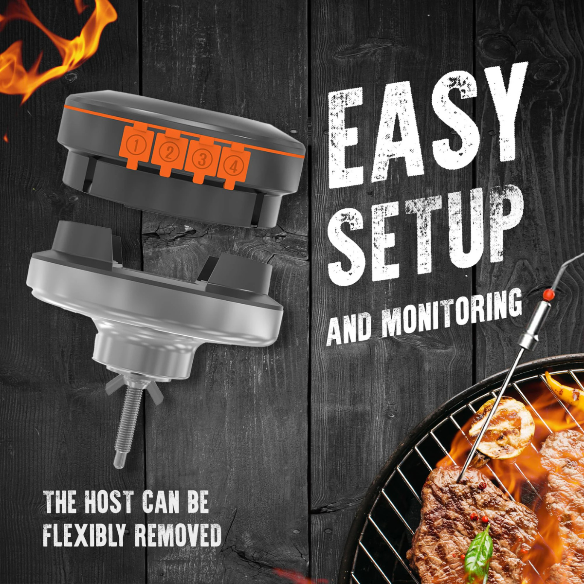 Termómetro de temperatura Ai BBQ + App móvil gratuita