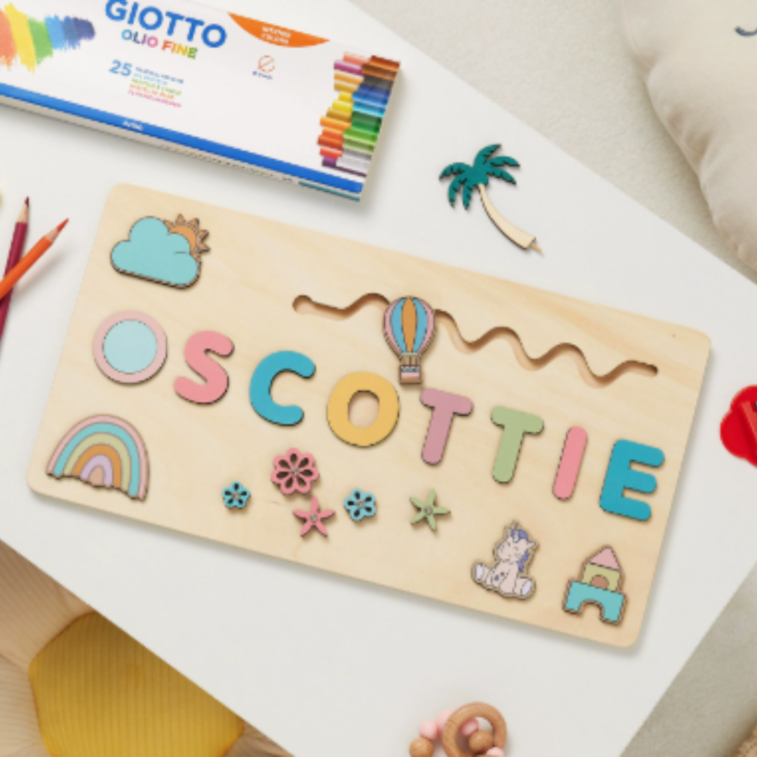 NomadWood – Puzle de madera personalizado con el nombre de tu hijo