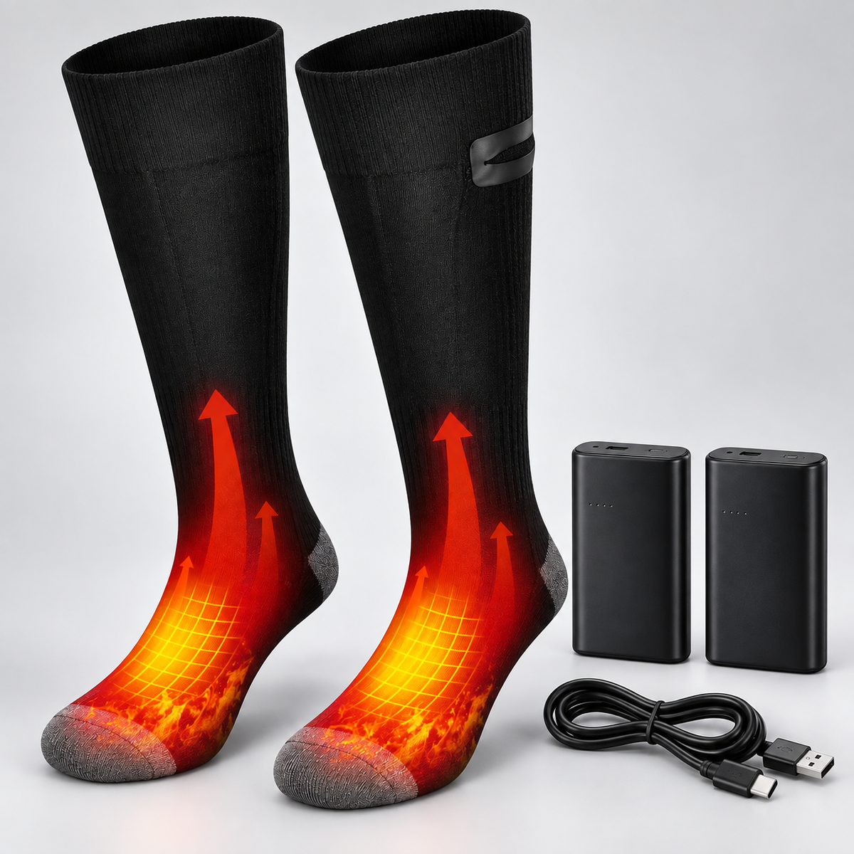 Calcetines calefactables con 3 niveles de calor y batería de 4000 mAh
