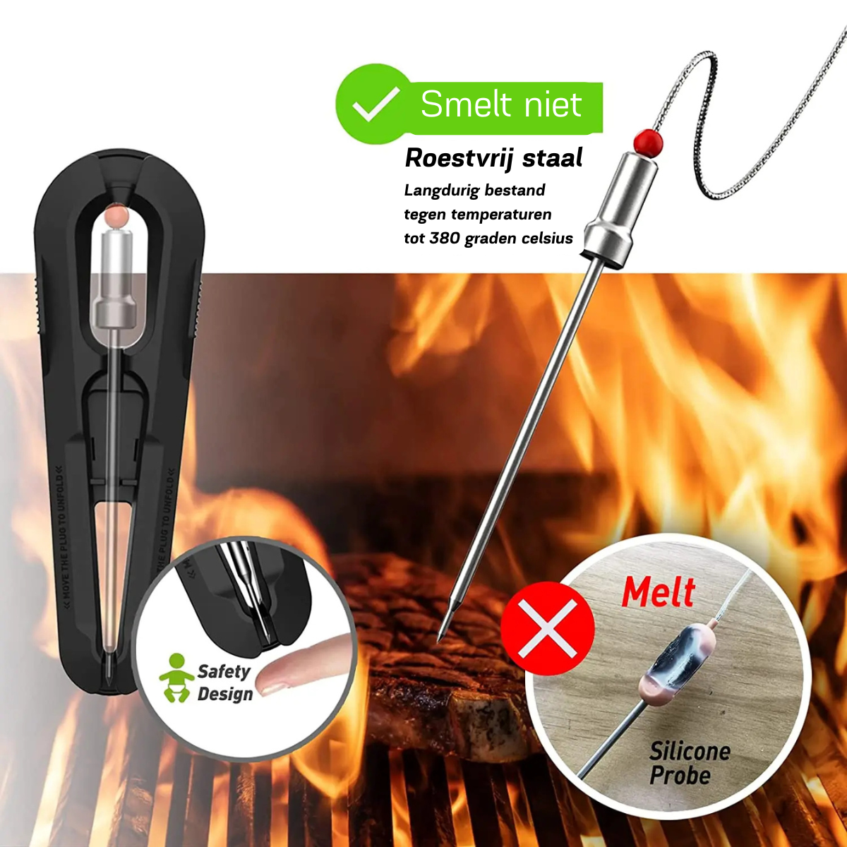 Termómetro de temperatura Ai BBQ + App móvil gratuita