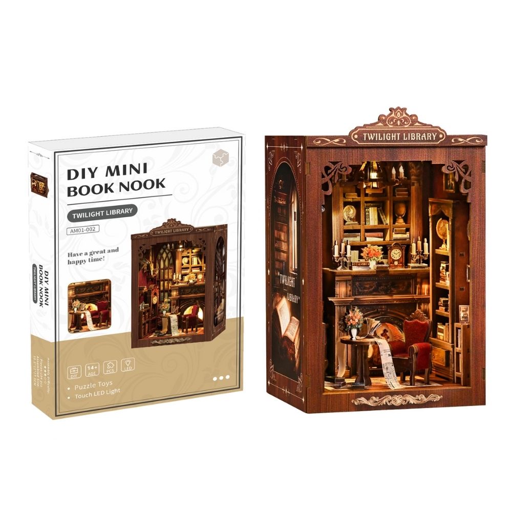 Maqueta Book Nook DIY Biblioteca al Anochecer de 194 piezas con luz LED